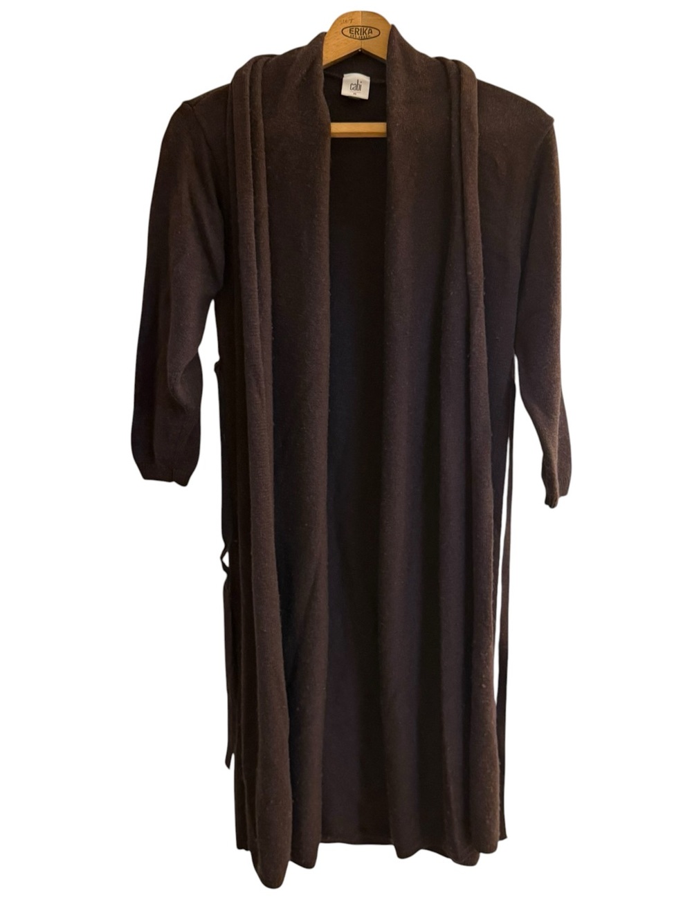 Long Open-Front Brown Womens Cardigan Coat
